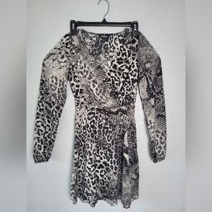 Snakeskin Print Mini Dress, Size XXS, black/Gray  color